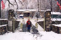 Linda at the front gates